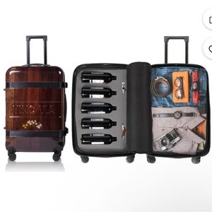 Brown 10 bottles Wine Suitcase with Compartments